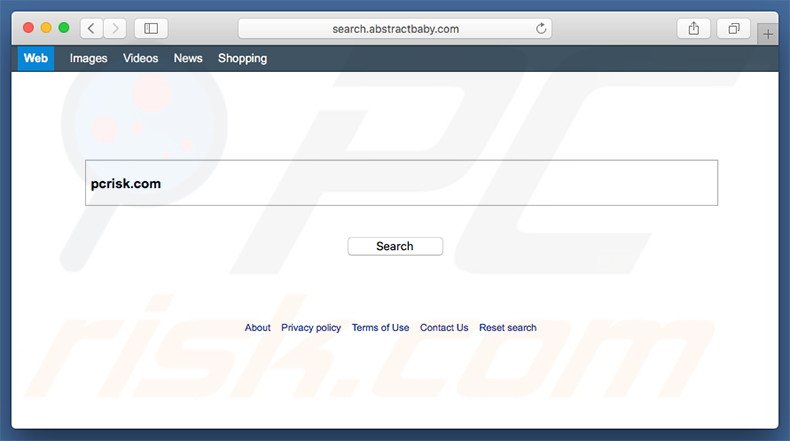 search.abstractbaby.com browser hijacker on a Mac computer