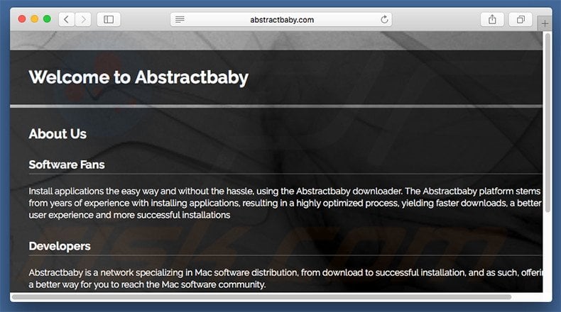 Dubious website used to promote search.abstractbaby.com