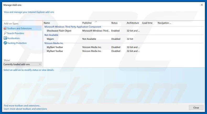 Removing ArcadeCookie ads from Internet Explorer step 2