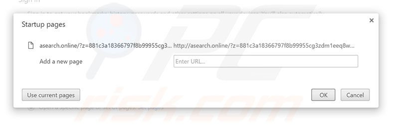 Removing asearch.online from Google Chrome homepage