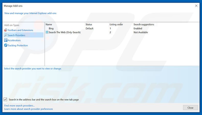 Removing asearch.online from Internet Explorer default search engine