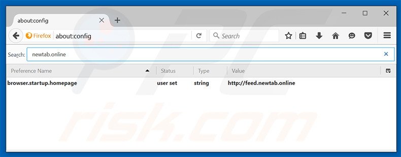 Removing feed.newtab.online from Mozilla Firefox default search engine