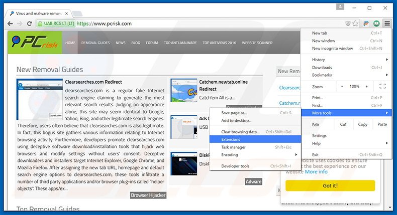 Removing CurveLayer  ads from Google Chrome step 1