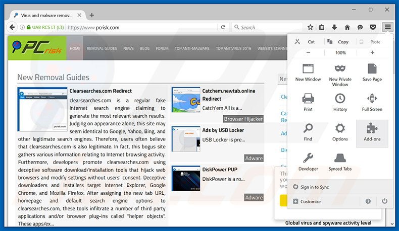 Removing CurveLayer ads from Mozilla Firefox step 1