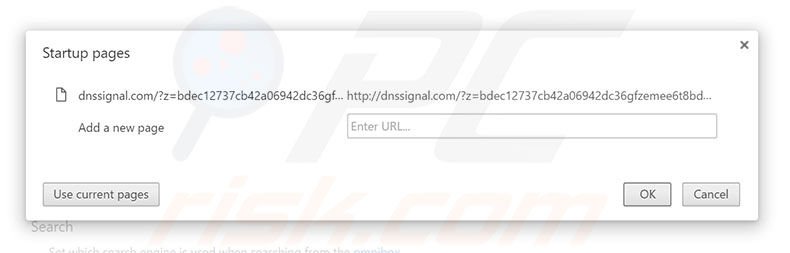 Removing dnssignal.com from Google Chrome homepage