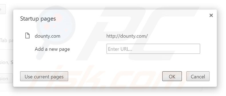 Removing dounty.com from Google Chrome homepage