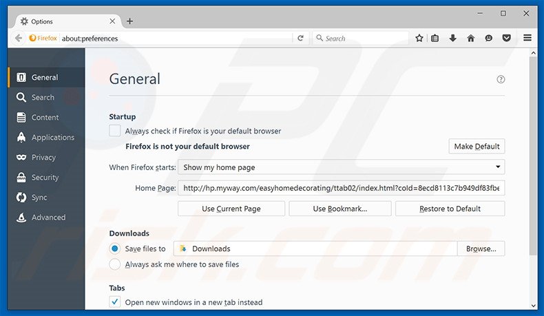 Removing hp.myway.com from Mozilla Firefox homepage