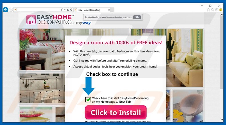 Website used to promote EasyHomeDecorating browser hijacker