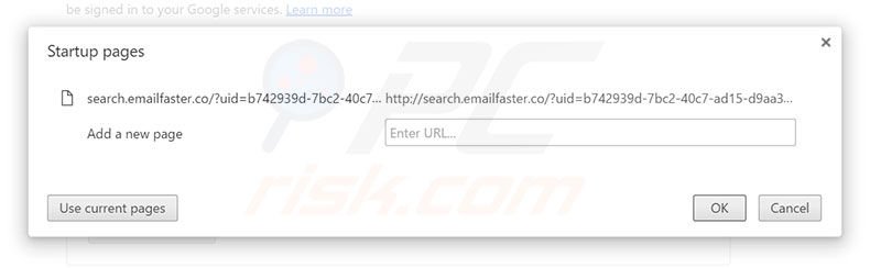 Removing search.emailfaster.co from Google Chrome homepage