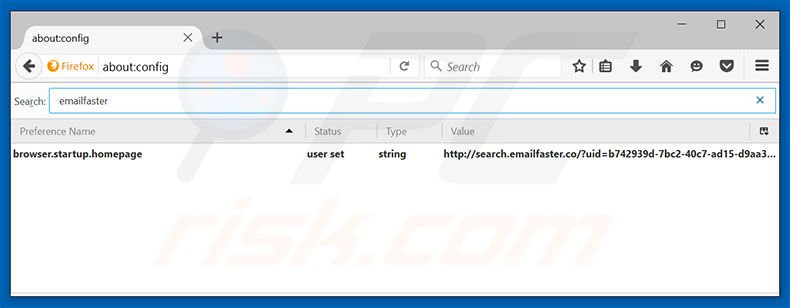 Removing search.emailfaster.co from Mozilla Firefox default search engine