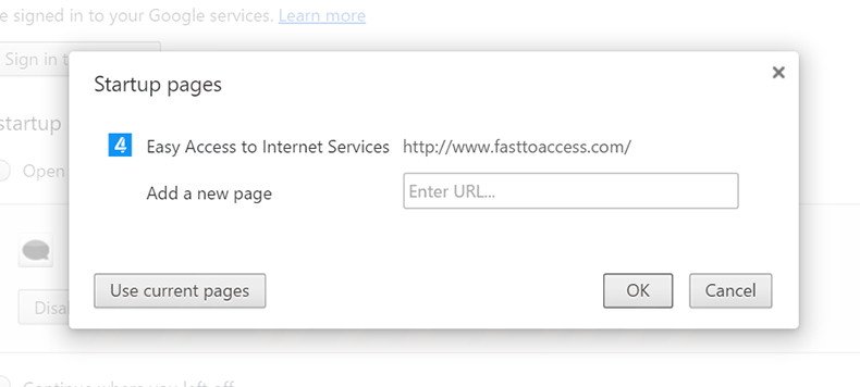 Removing fasttoaccess.com from Google Chrome homepage