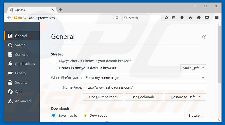 Removing fasttoaccess.com from Mozilla Firefox homepage