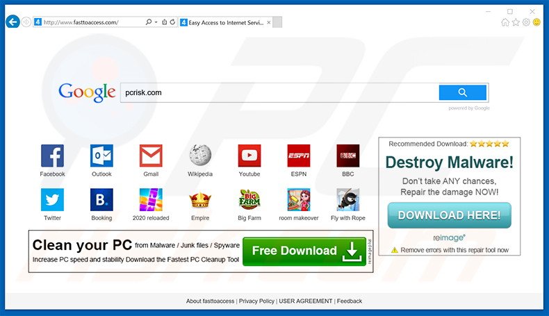 fasttoaccess.com browser hijacker