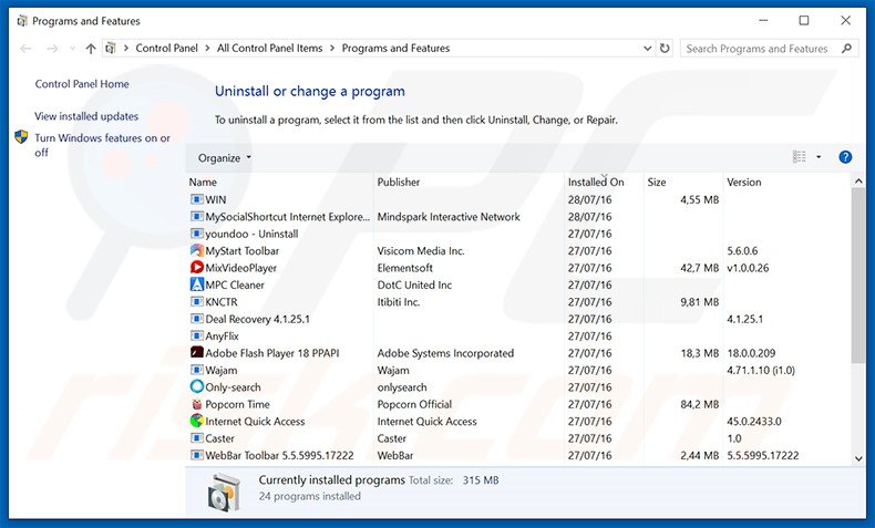 fasttoaccess.com browser hijacker uninstall via Control Panel