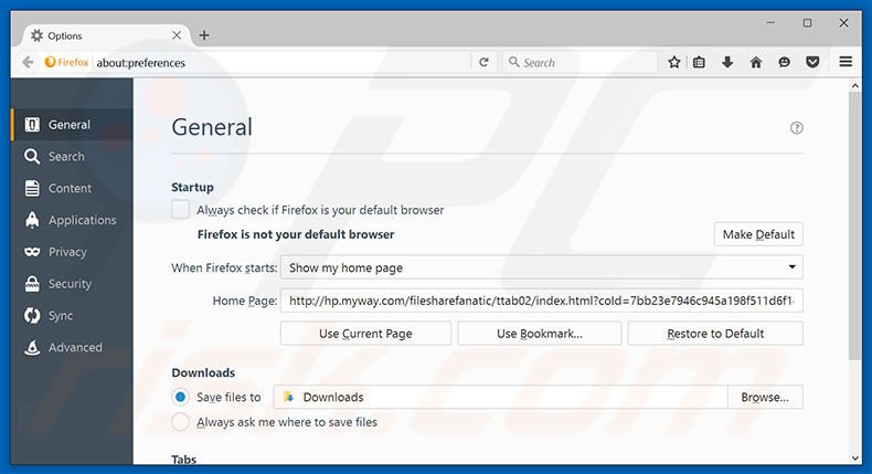 Removing hp.myway.com from Mozilla Firefox homepage
