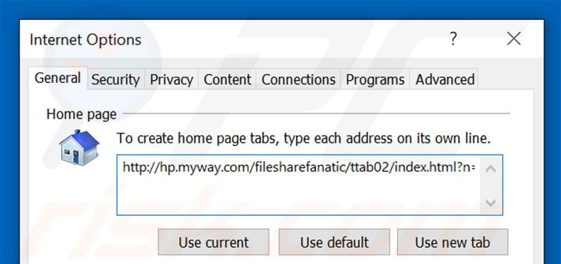 Removing hp.myway.com from Internet Explorer homepage