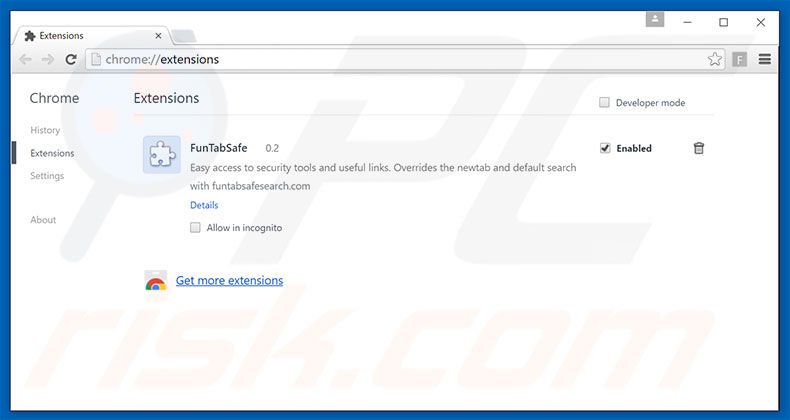 Removing search.funtabsafesearch.com related Google Chrome extensions