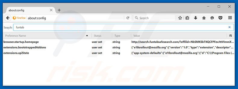Removing search.funtabsafesearch.com from Mozilla Firefox default search engine