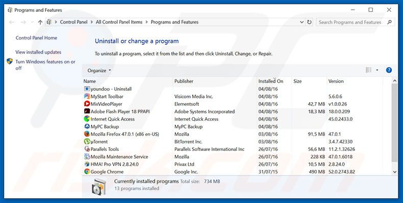 search.funtabsafesearch.com browser hijacker uninstall via Control Panel