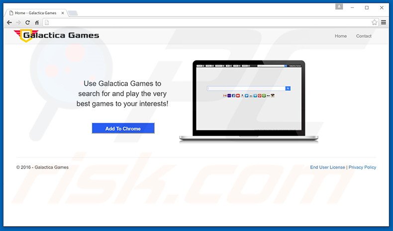 Website used to promote Galactica Games browser hijacker