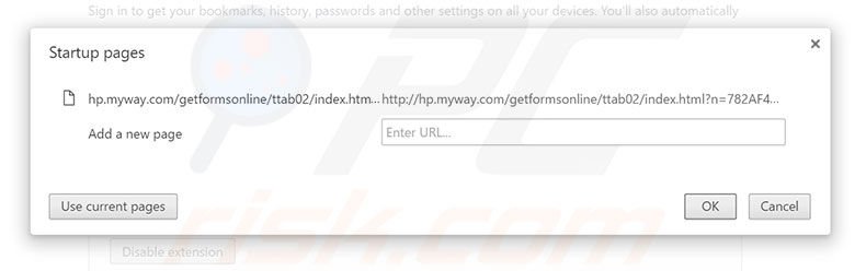 Removing hp.myway.com from Google Chrome homepage
