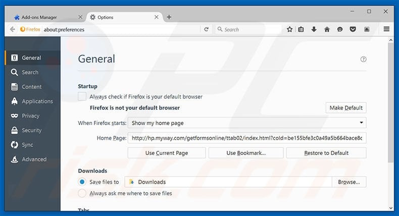 Removing hp.myway.com from Mozilla Firefox homepage