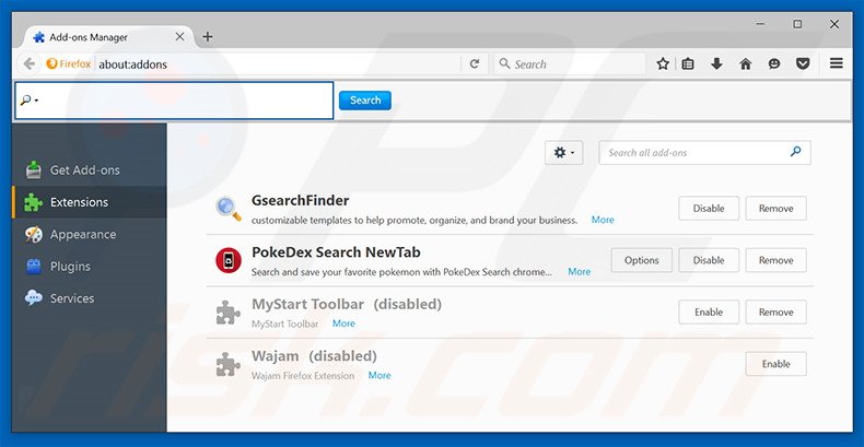 Removing search.gogetsport.com related Mozilla Firefox extensions