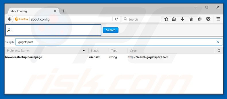 Removing search.gogetsport.com from Mozilla Firefox default search engine