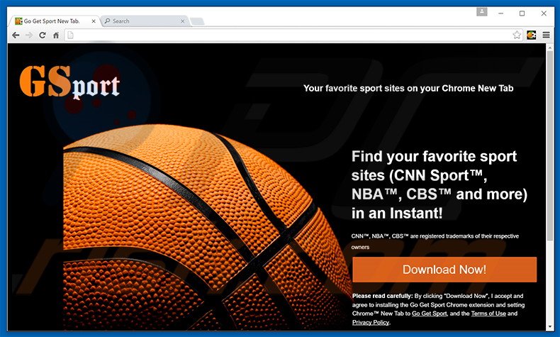 Website used to promote GoGetSport browser hijacker
