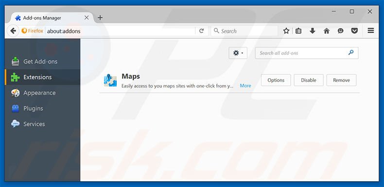Removing search.gomaps.co related Mozilla Firefox extensions