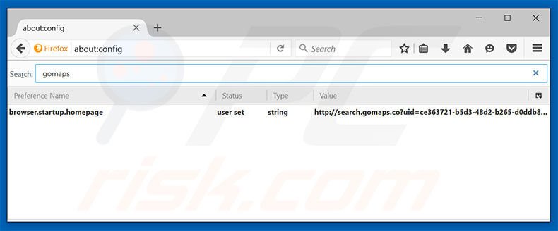 Removing search.gomaps.co from Mozilla Firefox default search engine