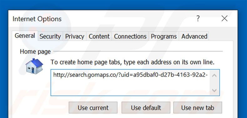 Removing search.gomaps.co from Internet Explorer homepage