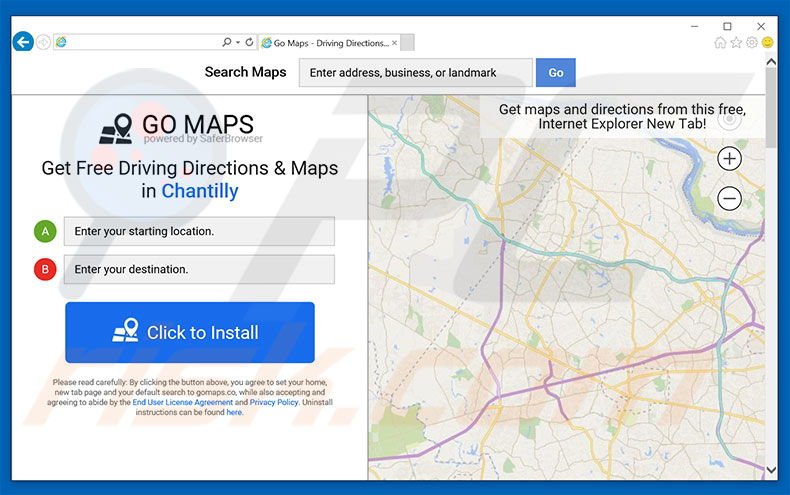Website used to promote Go Maps browser hijacker