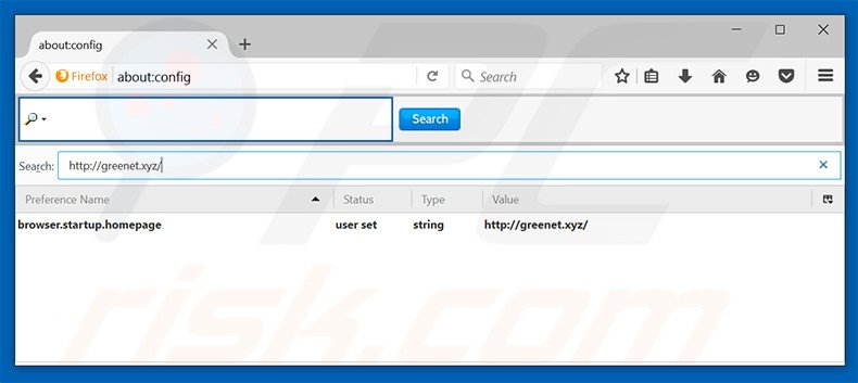 Removing greenet.xyz from Mozilla Firefox default search engine