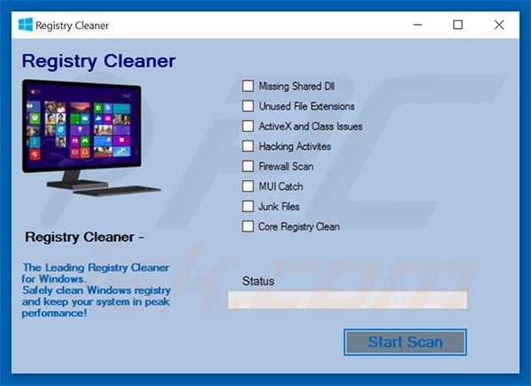 Fake anti-malware HotStar Registry Cleaner