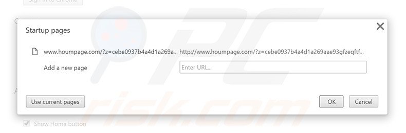 Removing houmpage.com from Google Chrome homepage