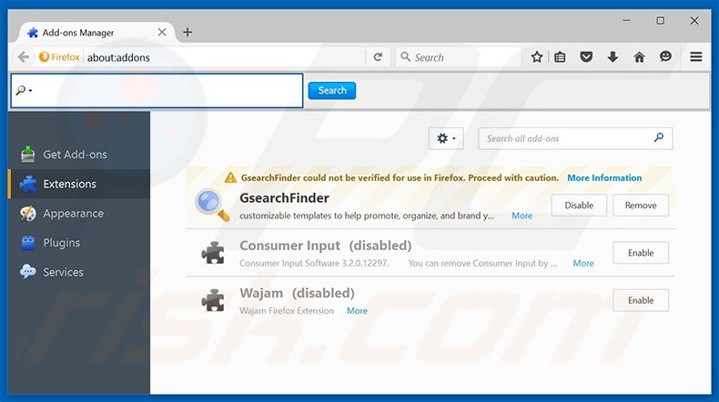 Removing houmpage.com related Mozilla Firefox extensions