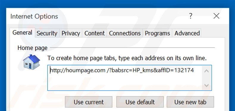 Removing houmpage.com from Internet Explorer homepage