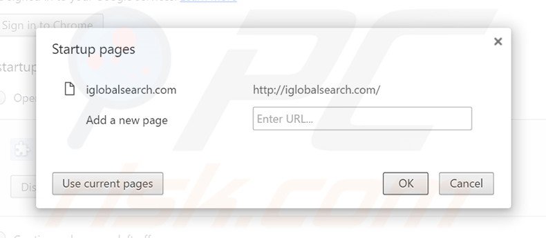 Removing iglobalsearch.com from Google Chrome homepage