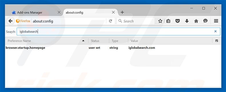 Removing iglobalsearch.com from Mozilla Firefox default search engine