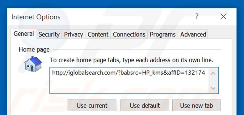 Removing iglobalsearch.com from Internet Explorer homepage
