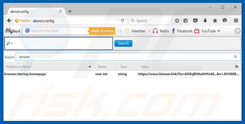 Removing istream.link from Mozilla Firefox default search engine
