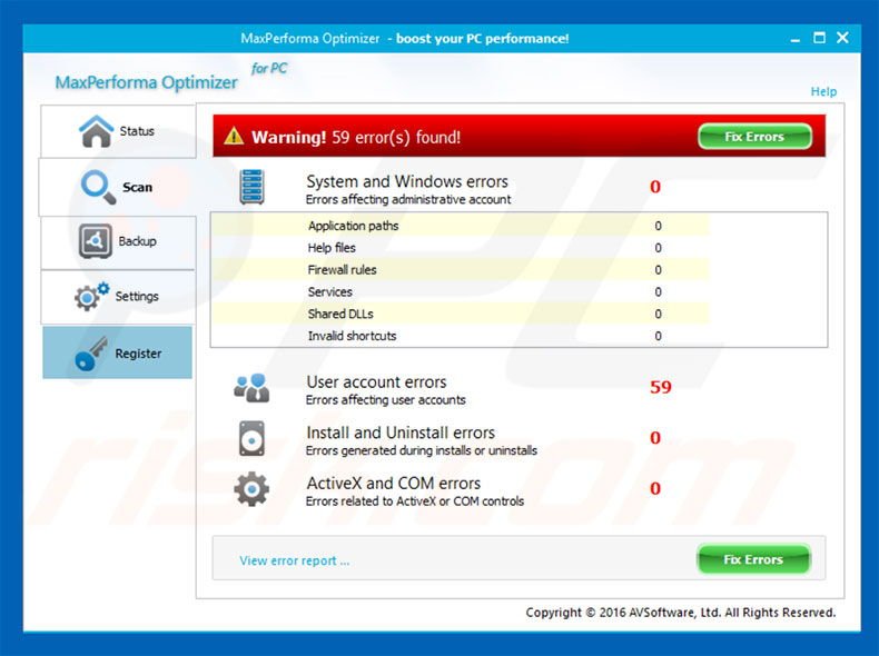 Potentialy unwanted program MaxPerforma