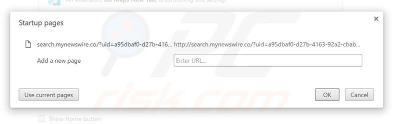 Removing search.mynewswire.co from Google Chrome homepage