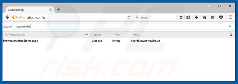 Removing search.mynewswire.co from Mozilla Firefox default search engine