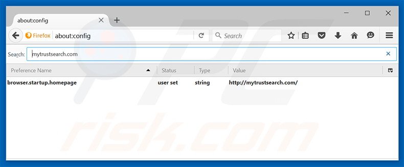 Removing mytrustsearch.com from Mozilla Firefox default search engine