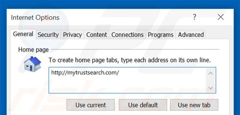 Removing mytrustsearch.com from Internet Explorer homepage