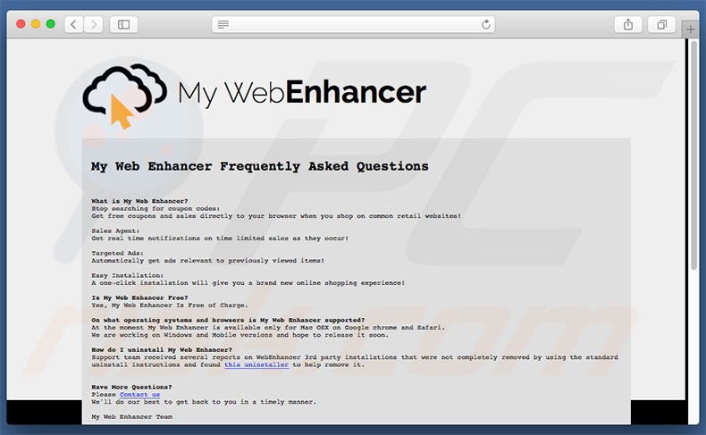 My WebEnhancer website FAQ