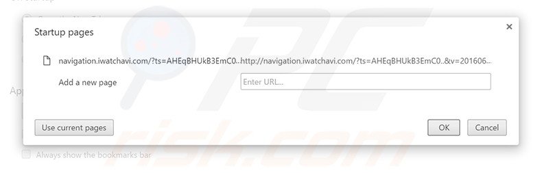 Removing navigation.iwatchavi.com from Google Chrome homepage