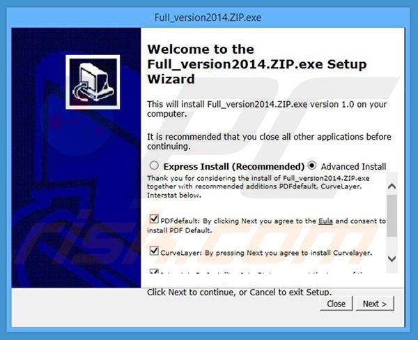 Rogue installer promoting PDFDEFAULT